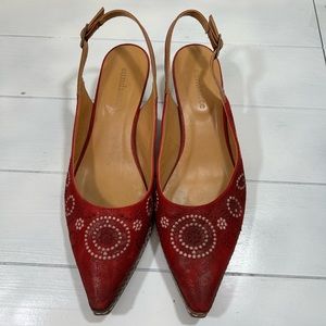 Sundance “minette” embroidered sling back heels size 10